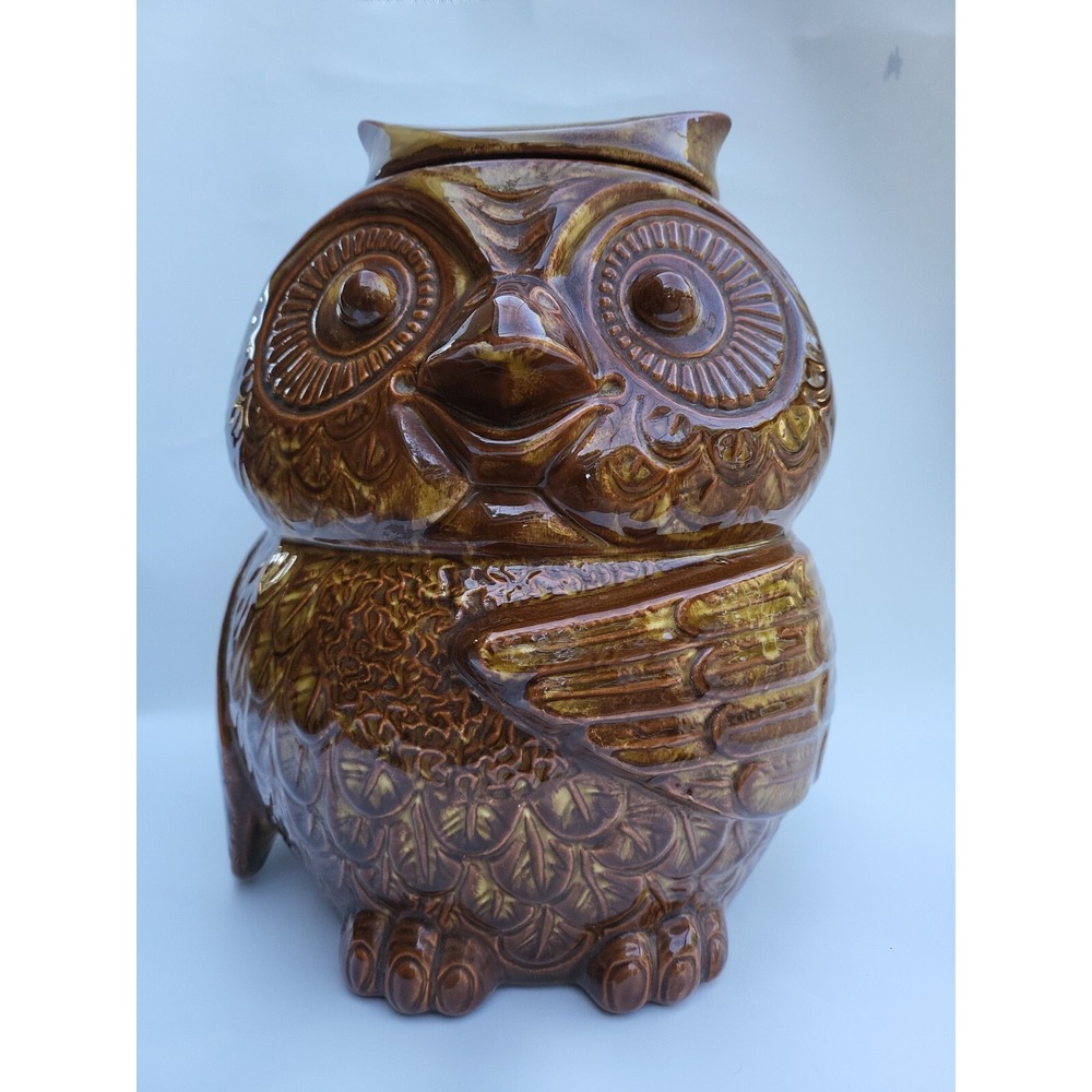 Vintage Collectible MCCOY #204 USA Glazed Brown Wise Old Owl Cookie Jar